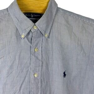Ralph Lauren Blaire Button Down Mens XL Blue White Pinstripe Cotton Shirt